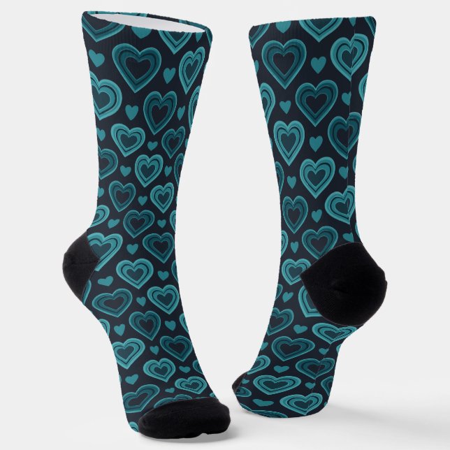 Chaussette Coeurs turquoises (Angulaire)
