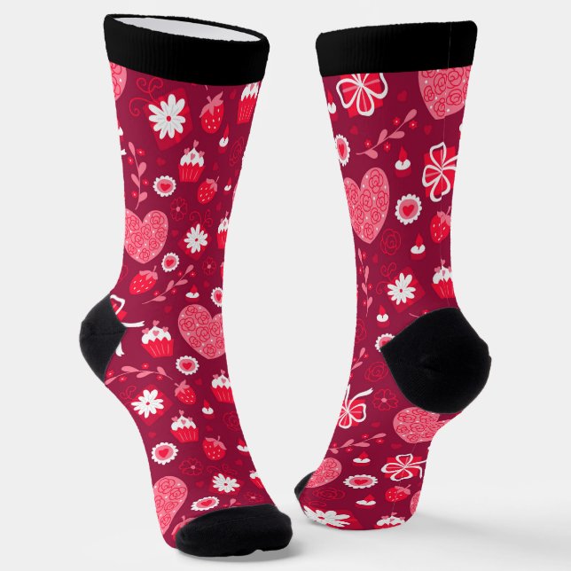 Chaussette Coeurs Valentines rouges roses et blanches Chausse (Angulaire)