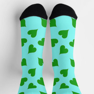 Chaussette Coeurs verts motif sur chaussettes bleues