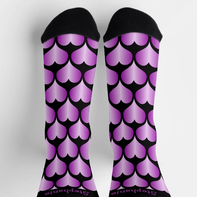 Chaussette Cœurs Violets Conception Personnalisée (Haut)