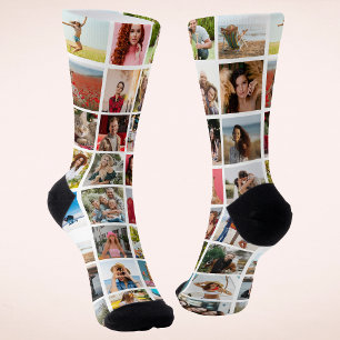 Chaussette Collage de 32 photos personnalisé Cadeau personnal