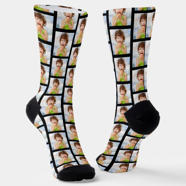 Chaussette Collage photo complet motif mignon noir (Angulaire)