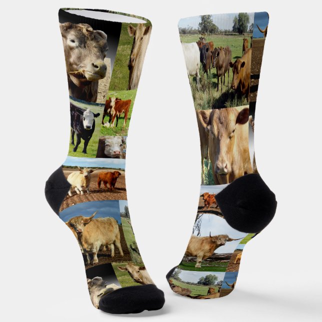 Chaussette Collage photo de vache, Chaussettes d'équipage (Angulaire)