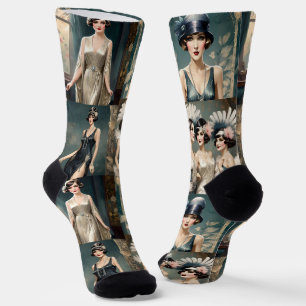Chaussette Collage photo féminin des années 1920,