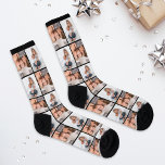 Chaussette Collage photo personnalisé pour enfants de famille<br><div class="desc">Créez vos propres chaussettes imprimées sur mesure pour la mère ou le père extraordinaire qui les aimera! Ce design simple et moderne comprend une grille photo collage de deux photos préférées de vos enfants avec un arrière - plan noir qui coordonne avec les détails de la chaussette. Conseil photo :...</div>