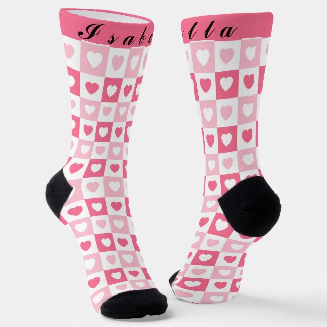 Chaussette Collection d'amour du coeur rose moderne (Angulaire)