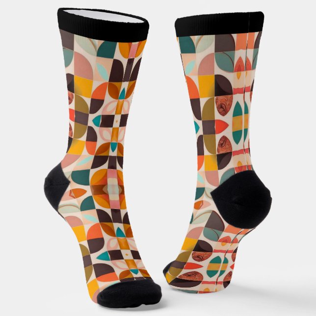 Chaussette Collection de Carrés Abstraits tendance Retro (Angulaire)