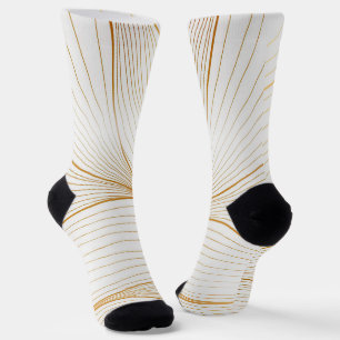 Chaussette Collection de lignes de feuilles blanches dorées m