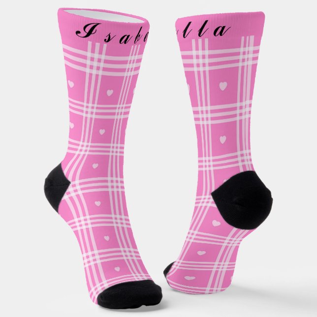 Chaussette Collection moderne Plaid Pink Heart (Angulaire)