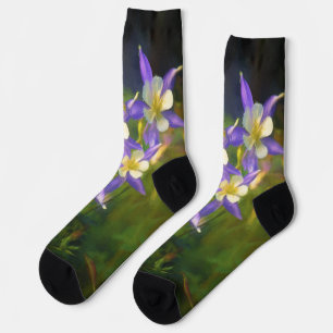 Chaussette Colorado Blue Columbine Peinture - Art original