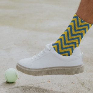 Chaussette Coloré bleu jaune Chevron moderne Zig Zag
