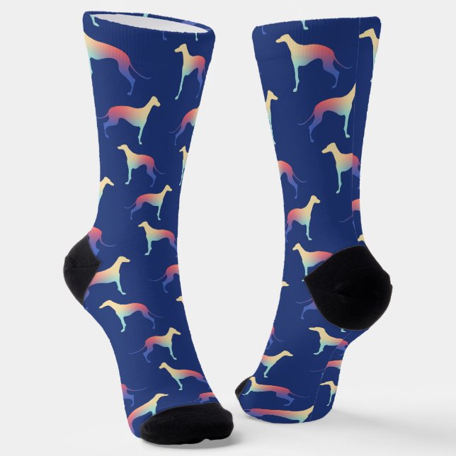 Chaussette Coloré Greyhound Silhouette Motif bleu (Angulaire)