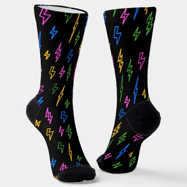 Chaussette Colorful 80's Neon Lightning Pattern  (Angulaire)