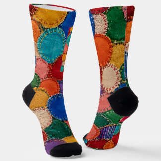 Chaussette Colorful Circular Patchwork Sock Design