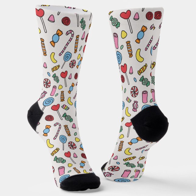 Chaussette Colorful Retro Cartoon Candy Pattern Socks (Angulaire)