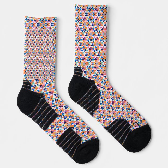 Chaussette Colorful socks with geometric patterns in red (Droite)