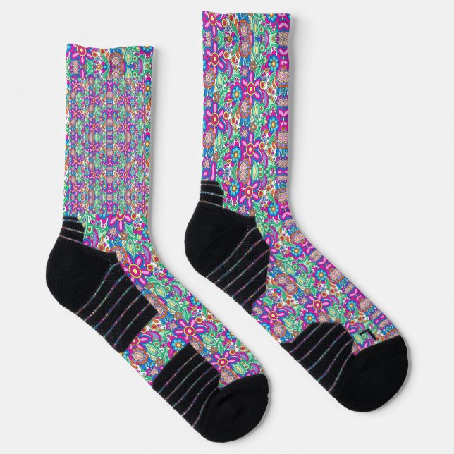 Chaussette Colorful socks with intricate geometric patterns  (Droite)