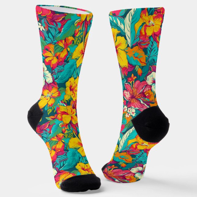 Chaussette Colorful Tropical Flowers Pattern (Angulaire)