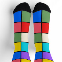 Colourful Square Grid Socks – Retro Geometric