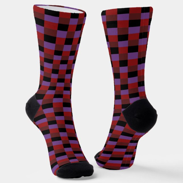 Chaussette Combinaison de noir, de rouge et de violet (Angulaire)