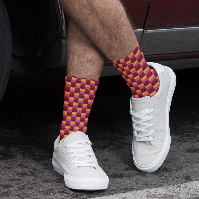 Chaussette Combinaison orange vif et violet (Créateur téléchargé)