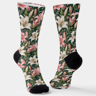 Chaussette Composition élégante de lys et de feuillage
