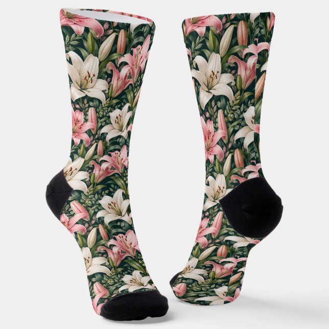 Chaussette Composition élégante de lys et de feuillage (Angulaire)