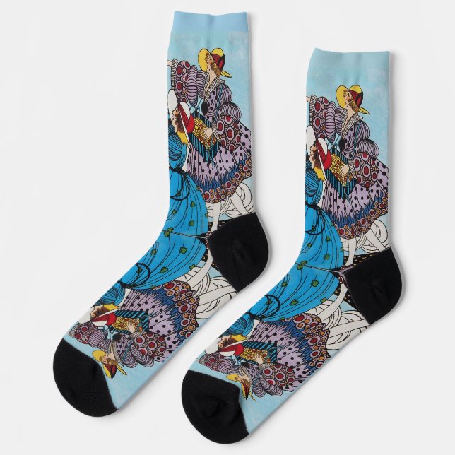 CHAUSSETTE CONCEPTEUR DE COSTUMES DE MODE ART DÉCO / OISEAUX  (Gauche)
