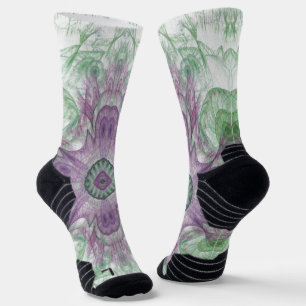 Chaussette Conception Abstraite fractale violet et verte
