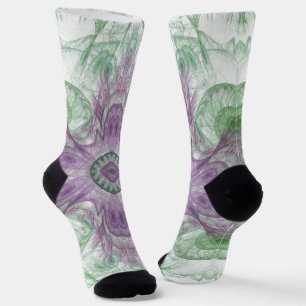 Chaussette Conception Abstraite fractale violet et verte
