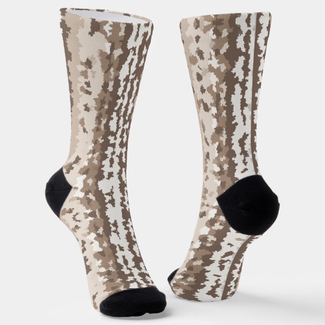 Chaussette Conception Abstraite Irrégulière Camo Terre Neutre (Angulaire)