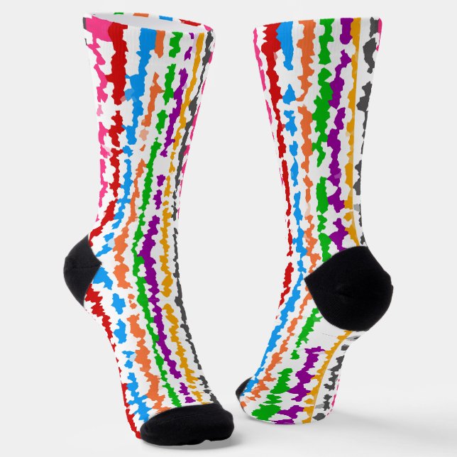 Chaussette Conception Abstraite Irrégulière Colorée Blanche (Angulaire)