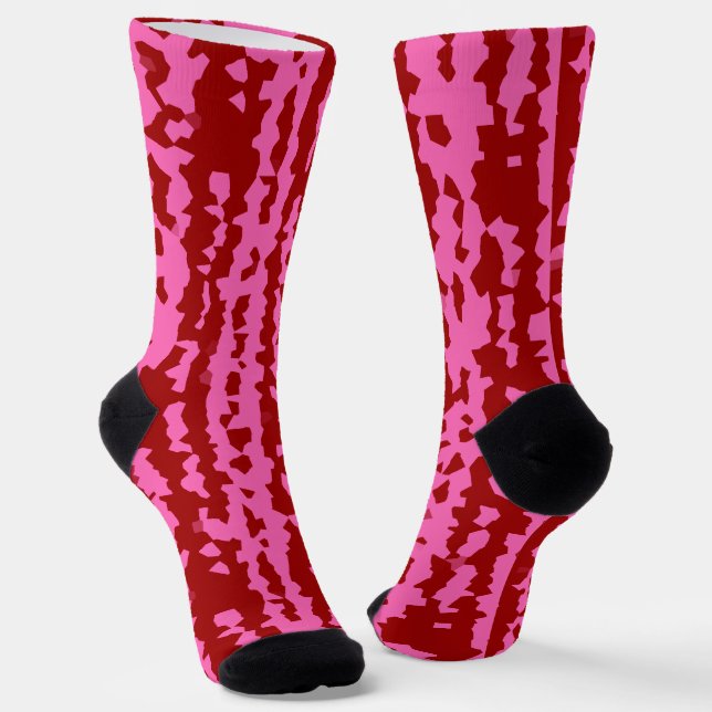Chaussette Conception Abstraite Irrégulière Rose Marron Rouge (Angulaire)