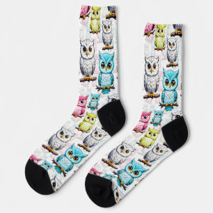 Chaussette Conception colorée d'oiseau de hibou 