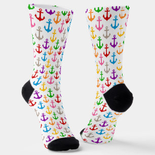 Chaussette Conception d'ancre de bateau colorée blanche