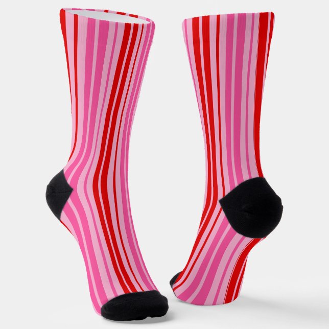 Chaussette Conception de bandes verticales rose gomme à bulle (Angulaire)