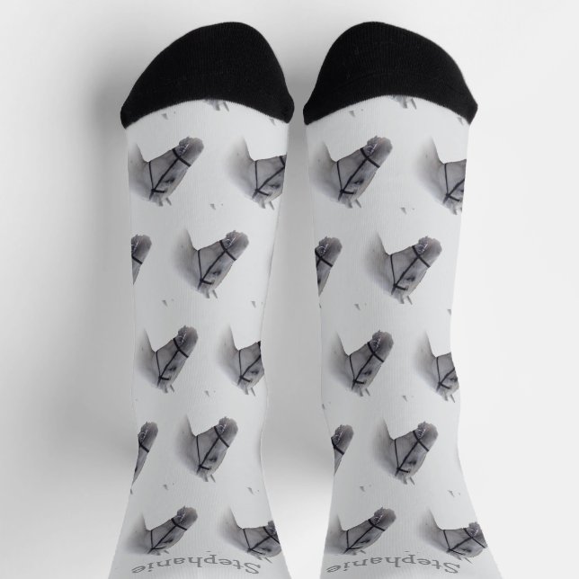 Chaussette Conception de cheval gris personnalisée (Haut)