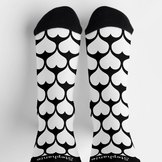 Chaussette Conception de cœurs blancs personnalisés (Haut)