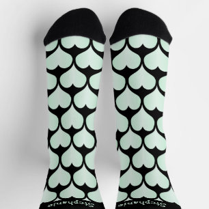 Chaussette Conception de coeurs de menthe personnalisée