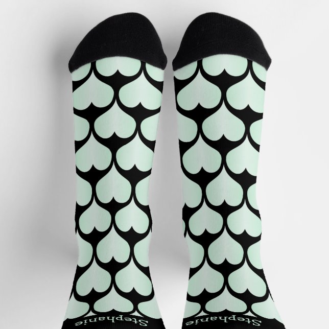 Chaussette Conception de coeurs de menthe personnalisée (Haut)