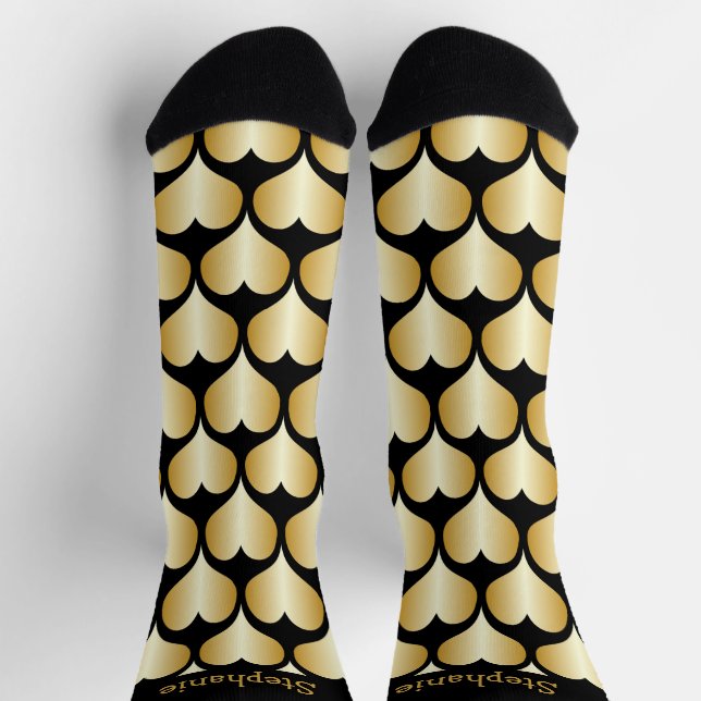 Chaussette Conception de cœurs en or personnalisés (Haut)