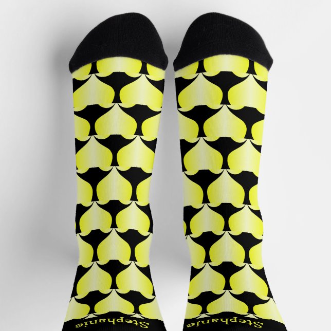 Chaussette Conception de cœurs jaunes personnalisés (Haut)