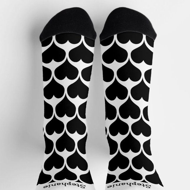 Chaussette Conception de cœurs noirs personnalisés (Haut)