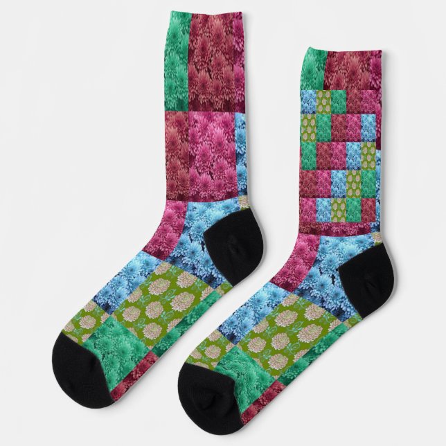 Chaussette conception de courtepointe florale (Gauche)