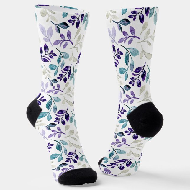 Chaussette Conception de feuilles aquarelles harmonieuses  (Angulaire)