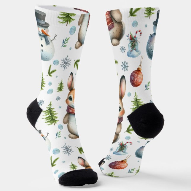 Chaussette Conception de lapin d'hiver, chaussettes de lapin  (Angulaire)