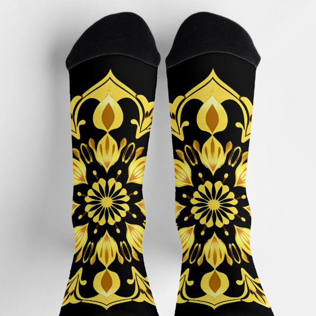 Chaussette Conception de mandala doré avec motifs symétriques (Haut)