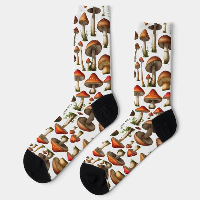 Chaussette Conception de motif de collection de champignons (Gauche)