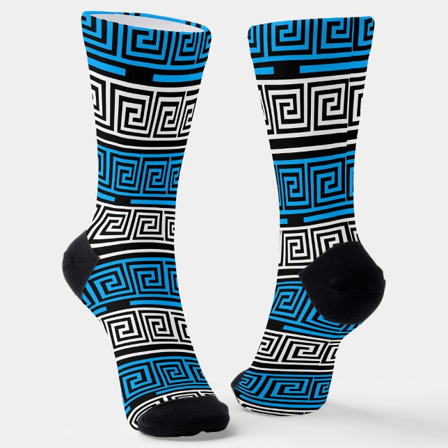 Chaussette Conception de motif de frise à clé grecque bleu no (Créateur téléchargé)