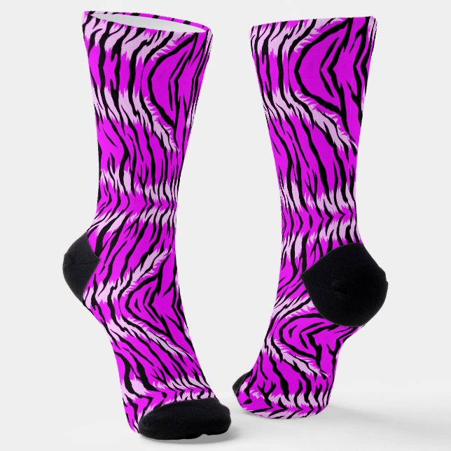 Chaussette Conception de motif de peau de tigre violet  (Angulaire)